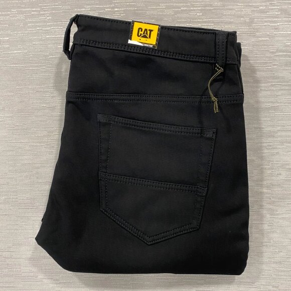 CAT Caterpillar Work Pants Mens 36 x 32 Black Canvas Fleece Lined Insulated - Picture 1 of 12